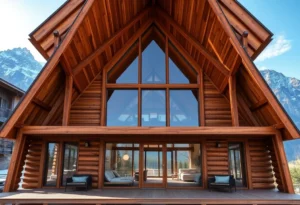 Warm wooden tones and crisp white contrasts create a cozy, inviting vibe among the serene natural surroundings of A-Frame Cabins.