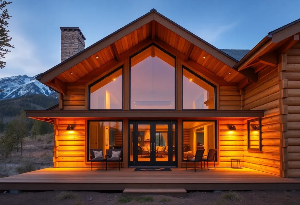 Affordable cabins - Warm wooden textures and earthy tones create a serene, inviting vibe amidst Colorado's stunning natural beauty.