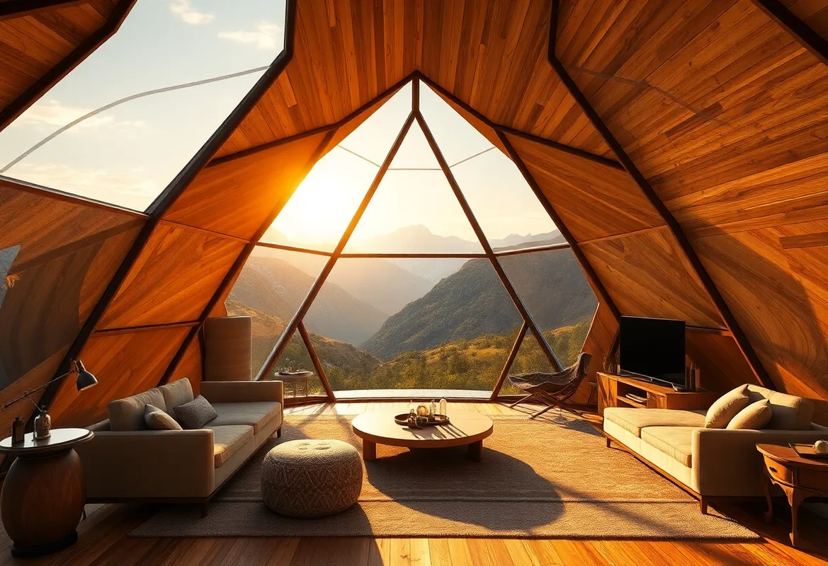 Cozy interior of a Glamping Dome with soft furnishings.