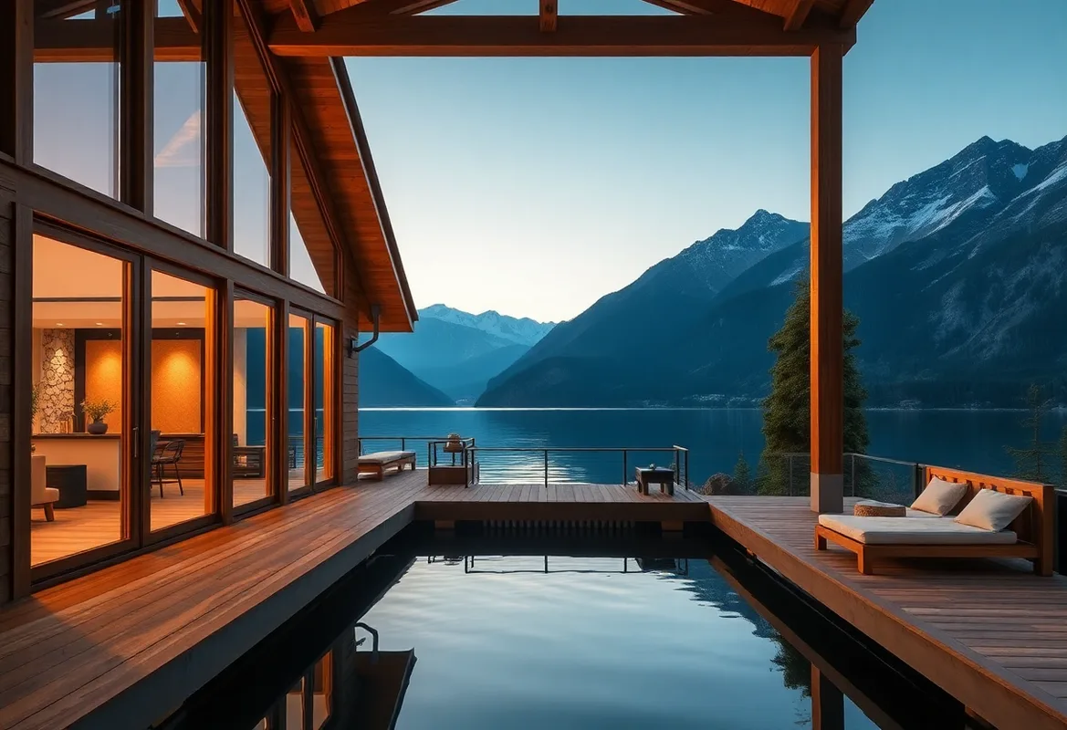Beautiful Lakefront Cabins surrounded by lush trees and serene water