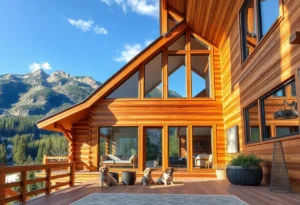 Pet-Friendly Cabins - Warm wood tones and soft textures create inviting spaces, surrounded by lush greenery and the gentle sound of rustling leaves.