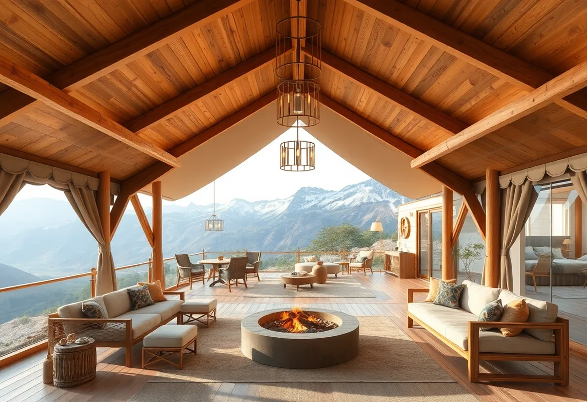 Comparison of Cabin vs Glamping with luxurious outdoor amenities.