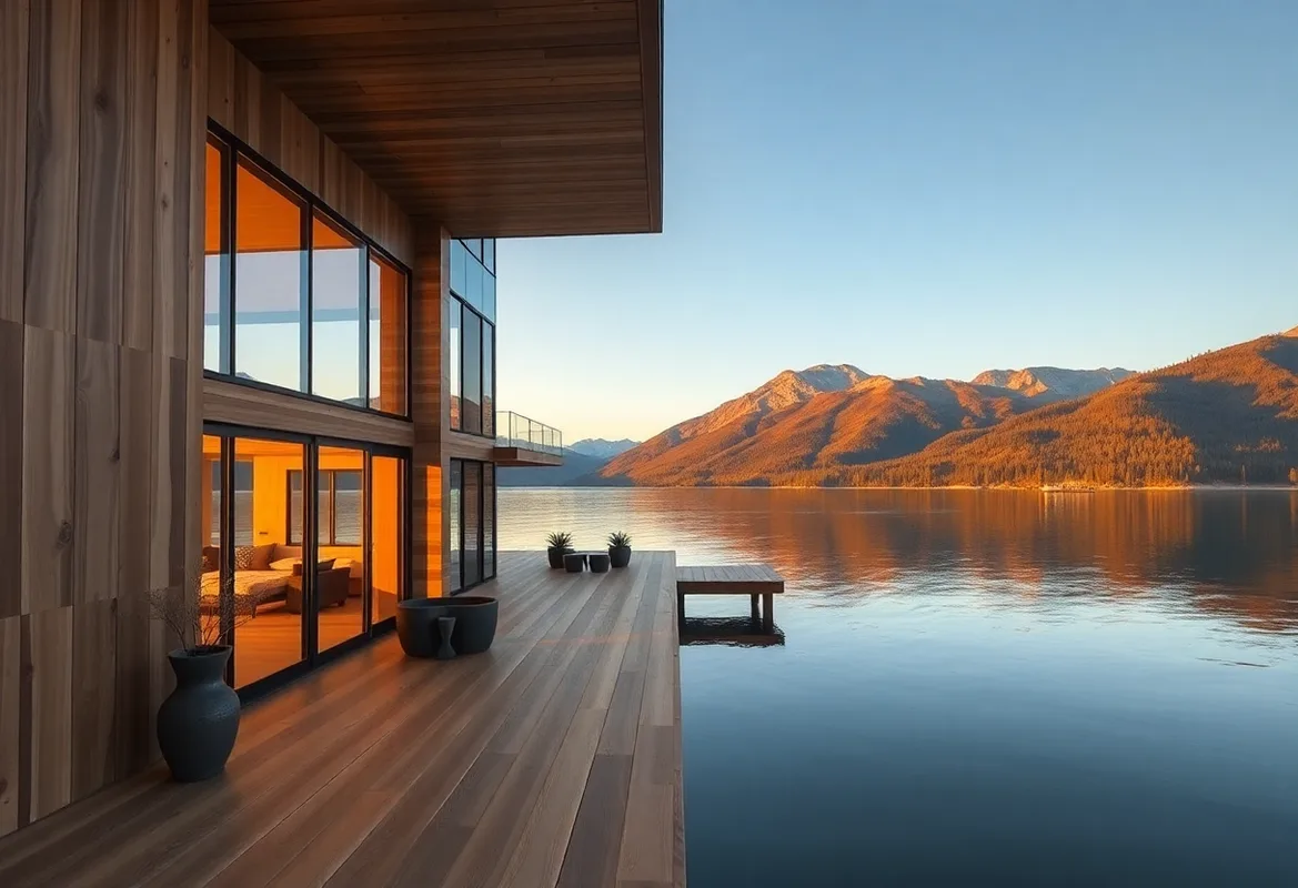 Cozy glamping setup near a serene lake at sunset. Glamping Near Lakes.